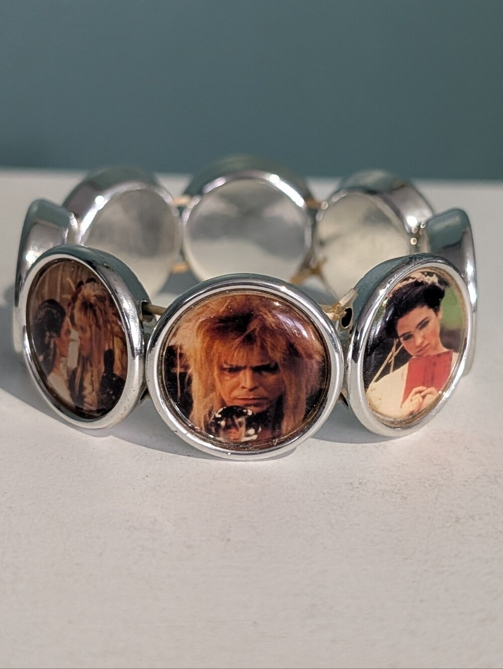 Vintage 80's Labyrinth Movie Photo Cabochon Charm Stretch Bracelet-New Nostalgia